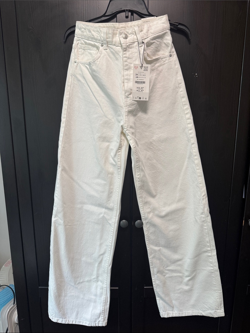 Zara White High-Waist extra Wide-Leg Jeans